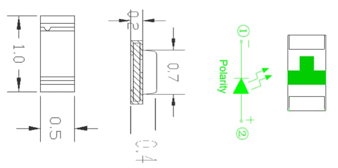 Mechanical Drawing - Inolux IN-S42BT5UW.80.45 White SMD LED Mechanical Drawing - Inolux IN-S42BT5UW.80.45 White SMD LED